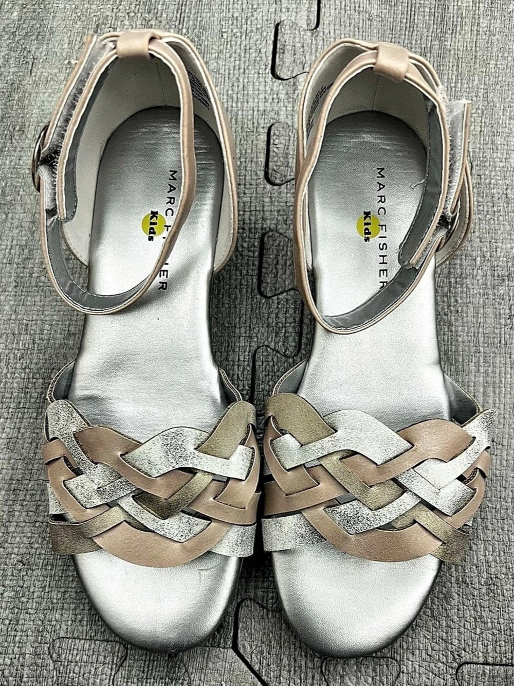 Marc Fisher Woven Wedge Sandals in Pink & Silver US 7.5